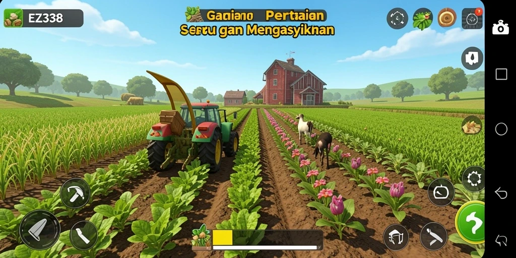 Tampilan gameplay seru dalam EZ338 saat bekerja di ladang.