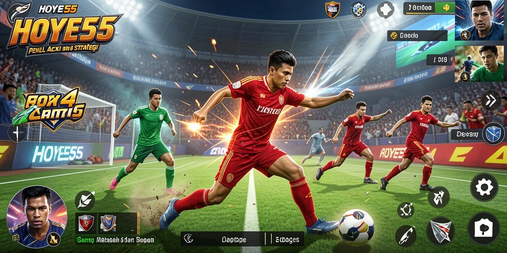 Tampilan gameplay seru di HOYE55 dengan aksi olahraga nyata.
