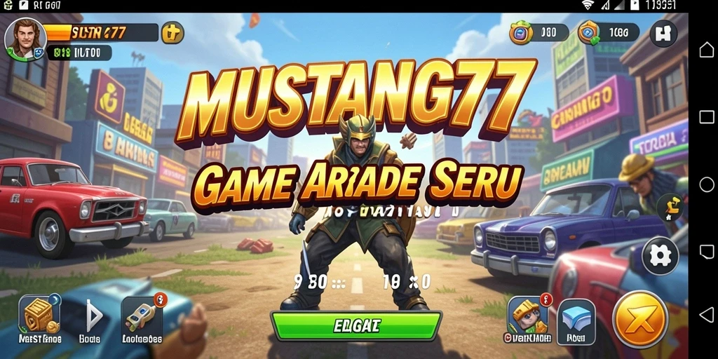 Tangkapan layar MUSTANG77 menampilkan pengalaman gameplay Arcade yang mendebarkan.