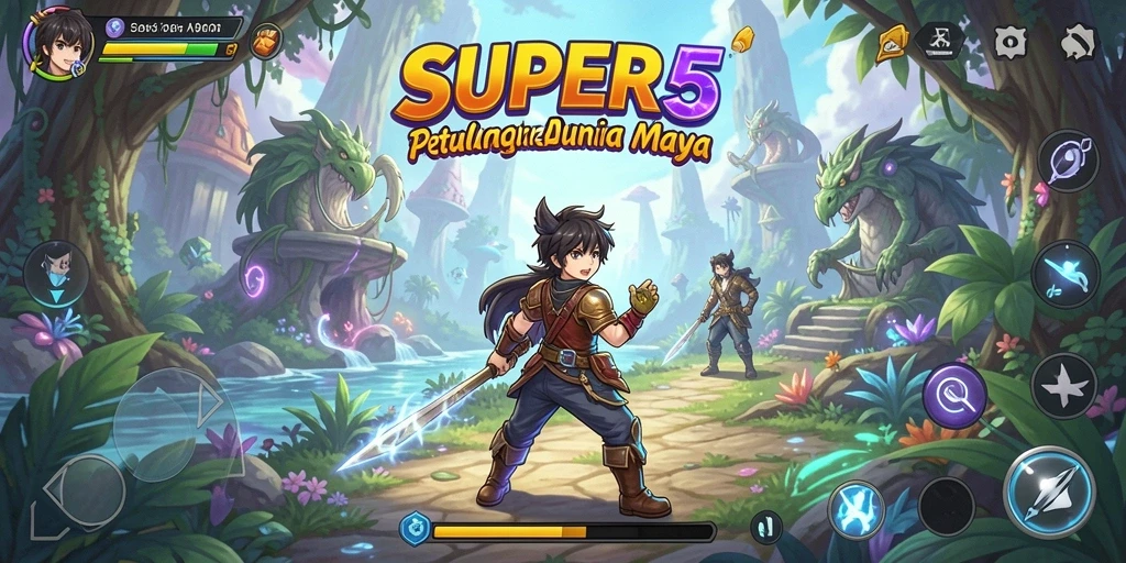 Tampilan gameplay <strong>SUPER5</strong> yang penuh aksi dan warna.