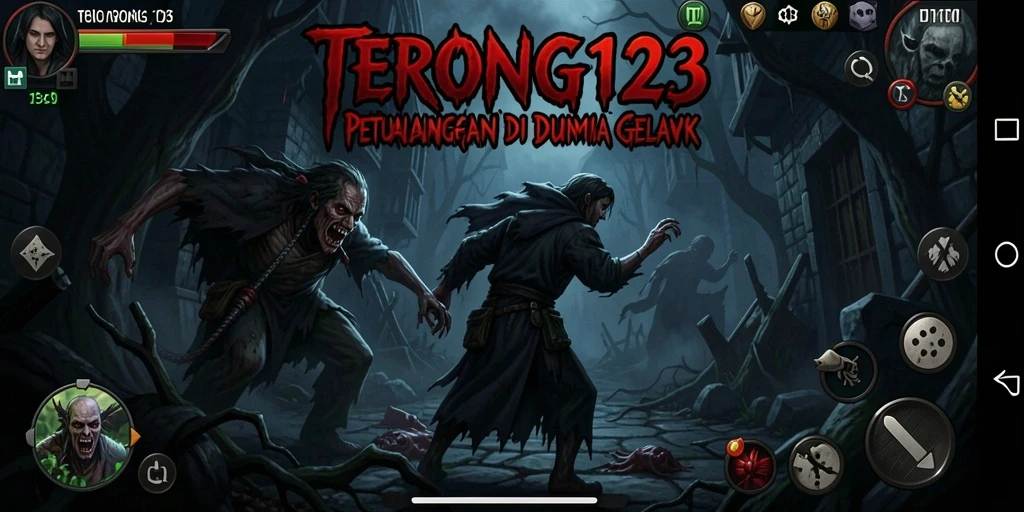 Tampilan gameplay mencekam di dunia <strong>TERONG123</strong> yang gelap.