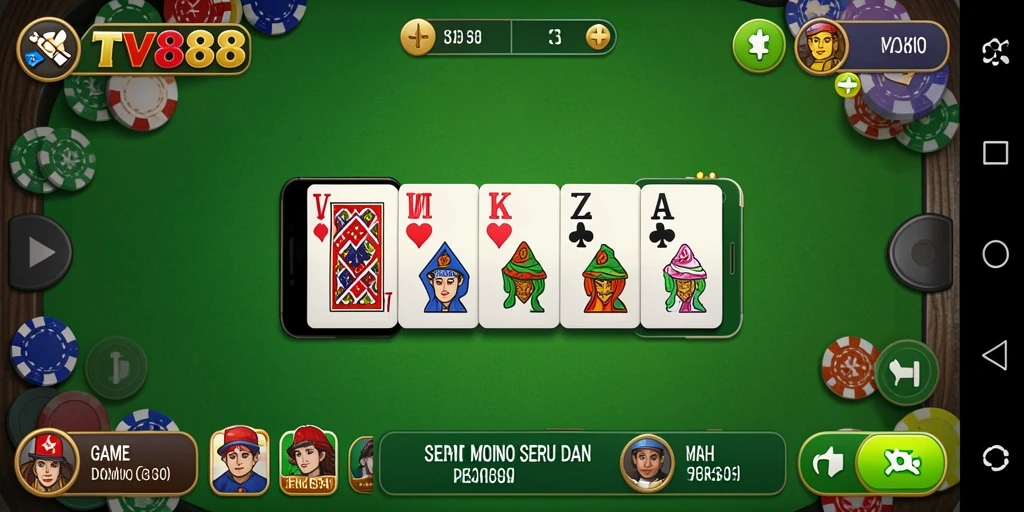 Tampilan game TV888 dengan aksi seru permainan Domino.